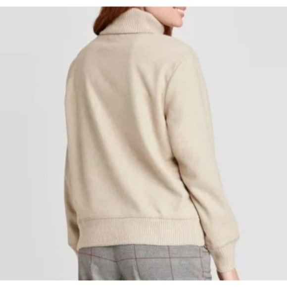 A New Day XS Tan Long Sleeve Turtleneck Sweatshirt Sweater Trim Shirt top - Picture 4 of 12